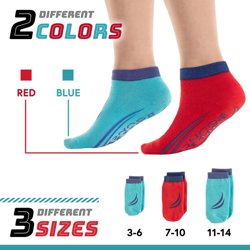 Upper Bounce Non-Slip Trampoline Ankle Socks - Twin Pack Red/Blue Trampoline Jumping Socks â€“ For Kids Aged 11 to 14 Years â€“ Trampoline Accessories for Kids - Image 2